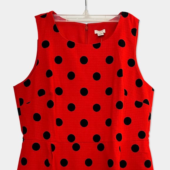 NEW J. Crew Red Dress with Navy Polka Dots - Picture 2 of 7
